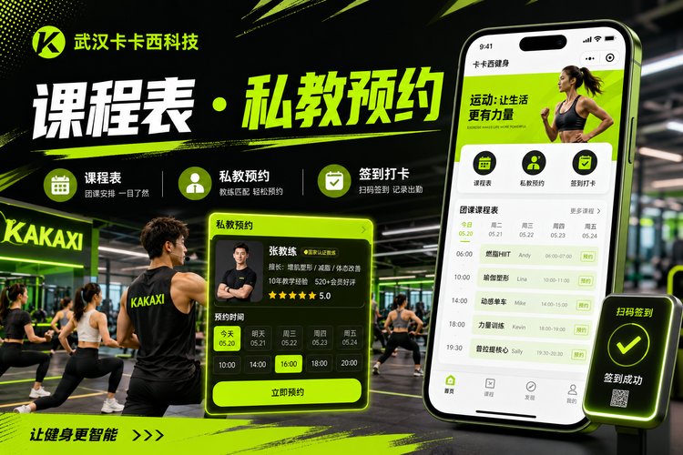 健身工作室小程序:课程表、私教预约、打卡签到