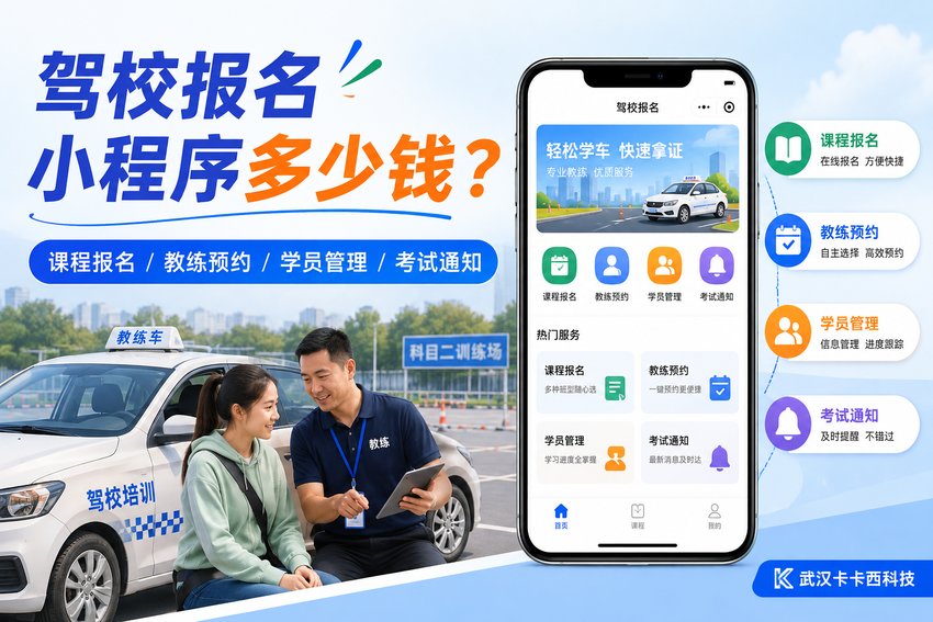 做一个驾校报名小程序需要多少钱?课程报名、教练预约、学员管理