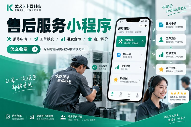 做一个企业售后服务小程序,带报修申请、工单派发、进度查询和客户评价功能,怎么收费?