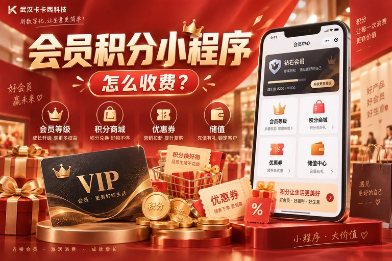 做一个会员积分小程序，带会员等级、积分商城、优惠券和储值功能，怎么收费？